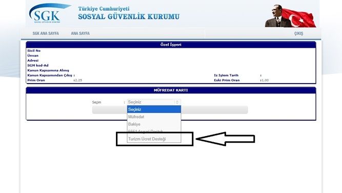 SGK Turizm Ücret Desteği Görüntüleme Ekranı Açıldı